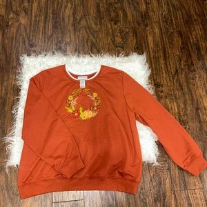 Alfred Dunner Rust Sweater with Autumn Design